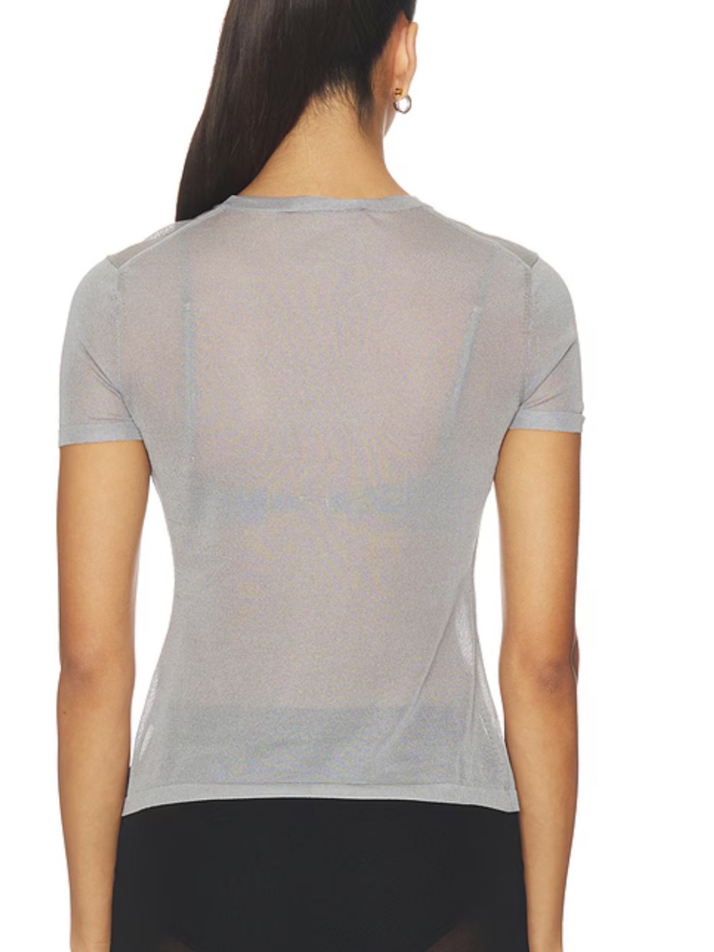 EAVES Wrenley Knit Tee Grey Sheer Short Sleeve top Revolve S - Picture 3 of 8